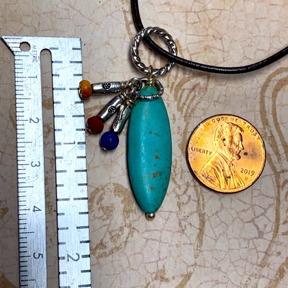 NWT Rustic leather necklace colorful adjust to 28” - Picture 5 of 8